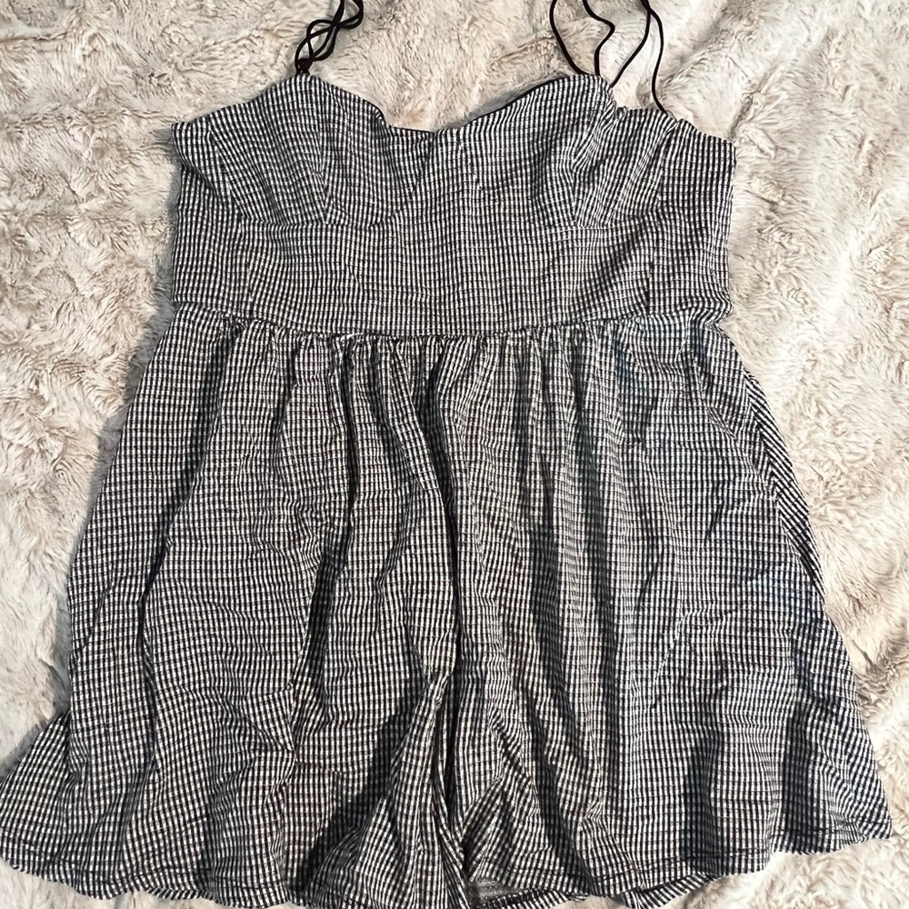 Black and White Gingham Romper